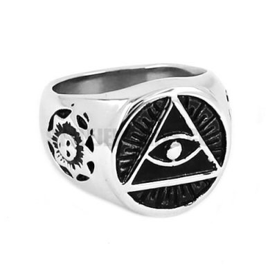 Illuminati Pyramid Eye Symbol Ring Stainless Steel Jewelry Men Ring Wholesale SWR0581