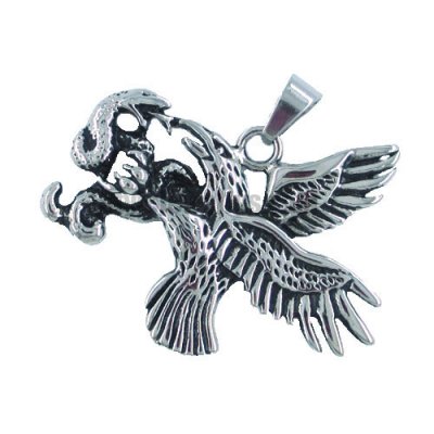 Stainless steel jewelry pendant eagle and snake battle SWP0036