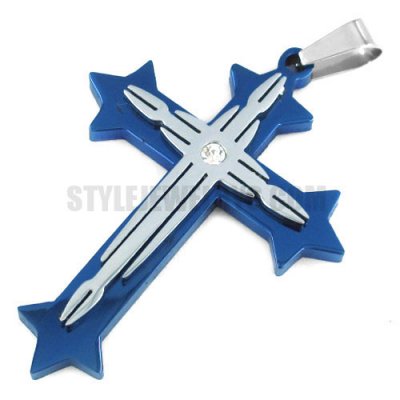 Stainless steel pendant & necklace blue cross pendant SWP0225