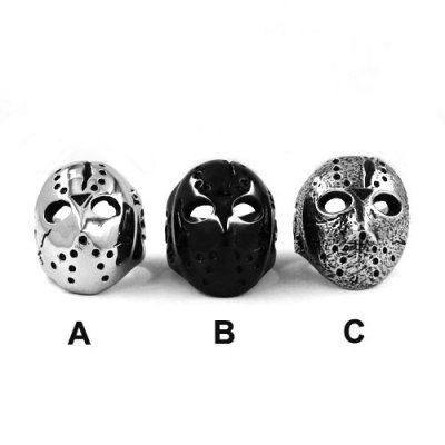 Halloween Jason Mask Ring Stainless Steel Jewelry Gothic Skull Men Ring SWR0128