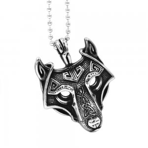 Norse Vikings Wolf Pendant Stainless Steel Jewelry Fashion Celtic Knot Pendant Odin Symbol Amulet Biker Pendant SWP0633