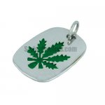 Stainless steel jewelry pendant Green mirror marijuana leaf pendant SWP0043G