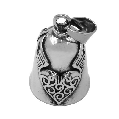 Fashion Wings Heart Bell Pendant Stainless Steel Jewelry Charm Biker Bell Men Christmas Gift SWP0656