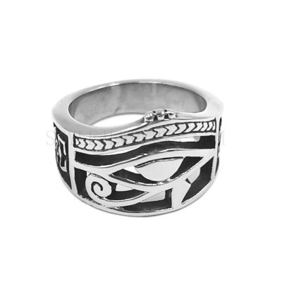 Egyptian Eye of Horus Ra Udjat Amulet Ring Stainless Steel Ring Egypt Pharaoh Eyes Biker Ring Wholesale SWR0828