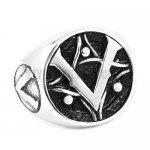Stainless Steel Ring, Classic Gothic Letter V SWR0362