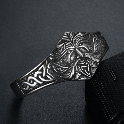Vintage Norse Viking Warrior Cuff Bracelet Stainless Steel Jewelry Personality Fashion Punk Celtic Knot Biker Men Bangle SMB0001
