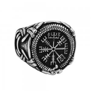 Norse Viking Rune Ring Stainless Steel Jewelry Odin's Symbol Rune Snake Men Ring Biker Ring SWR1031