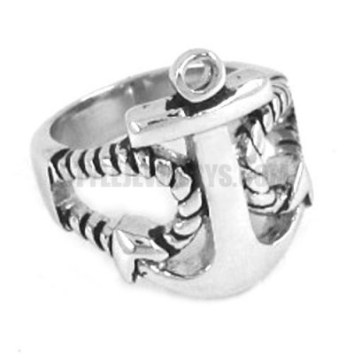 Stainless Steel Ring Cubic Zirconia Ring Marine Anchor Biker Ring SWR0276