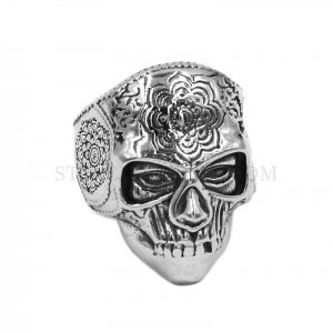 Vintage Skull Jewelry Ring Stainless Steel Jewelry Flower Skull Ring SWR0901