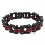 Red & Black Heavy Motor Biker Bracelet Stainless Steel Jewelry Bracelet Fashion Bicycle Chain Men Bracelet SJB0263