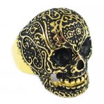 Stainless Steel Gold Skull Ring SWR0306
