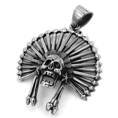 Men's Vintage Stainless Steel Native Indian Pendant SWP0439