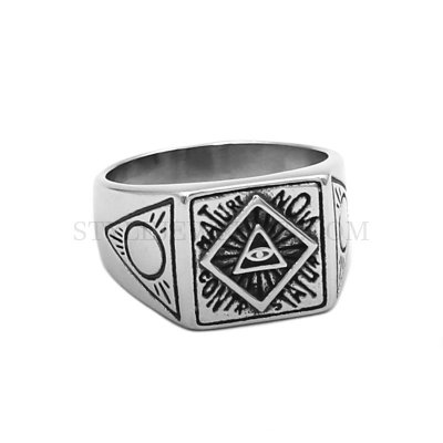 Illuminati Pyramid Eye Symbol Ring Stainless Steel Jewelry Fashion Hip Hop Ring Biker Ring SWR0856