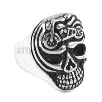 Stainless Steel Gothic Skull Motor Biker Ring SWR0263