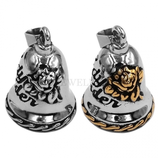 Rose Lady Rider Biker Bell Pendant Stainless Steel Fashion Live To Ride Eagle Christmas Gift For Women SWP0514 - Click Image to Close