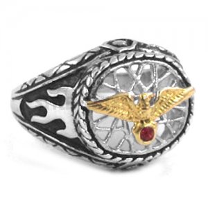 Stainless Steel Ring Cubic Zirconia Eagle Hawk Ring SWR0250