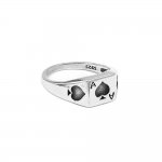 Fashion S925 Sterling Silver Ace of Spades Ring Classic Poker Spade Heart Wedding Ring for Men Women SWR0965