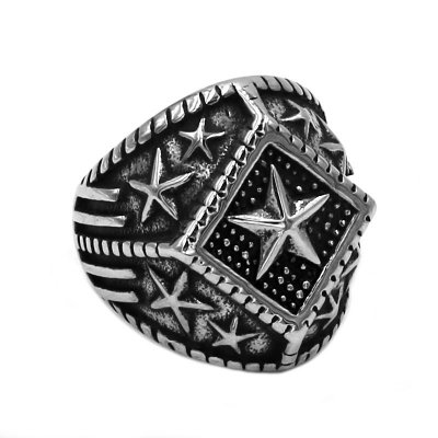Five-Pointed Star Ring Stainless Steel Fashion Ring Biker Ring SWR0782