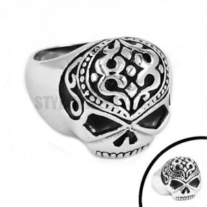 Gothic Stainless Steel Skull Ring SWR0513