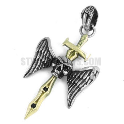 Stainless steel pendant, cross pendant, double wings skull pendant SWP0184