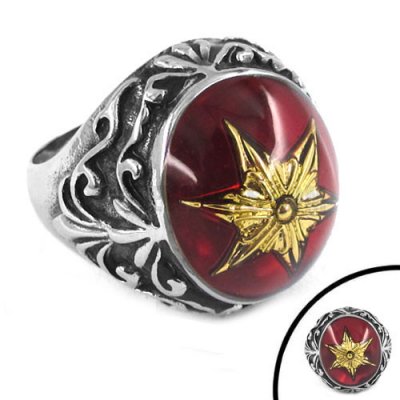 Stainless Steel Ring Red Stone Ring SWR0233