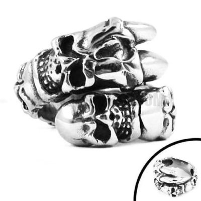 Stainless Steel Paw Skull Ring SWR0366