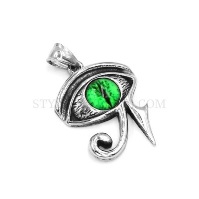 Green Egyptian Eye of Horus Ra Udjat Amulet Pendant Stainless Steel Pendant Egypt Pharaoh Eyes Biker Pendant Wholesale SWP0549