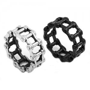 Wholesale Motorcycle Biker Chain Ring Stainless Steel Jewelry Silver Black Bicycle Chain Ring Motor Biker Mens Boys Ring Punk Rock SWR0680