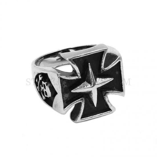 Cross Shield Ring Stainless Steel Jewelry Skull Ring Cross Ring SWR0912 - Click Image to Close