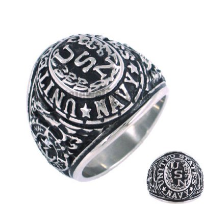 Stainless steel jewelry ring carved word Navy Military ring SWR0065