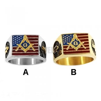USA Flag Ring Stainless Steel Freemason Masonic Ring SWR0634