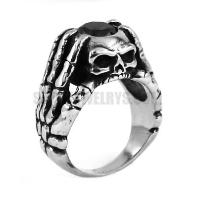 Gothic Stainless Steel Jewelry Claw Thingking Skull Skeleton Ring SWR0614