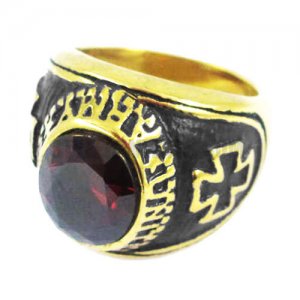 Mens CZ Stainless Steel Ring, Carved Word Ring, Cross Ring SWR0321