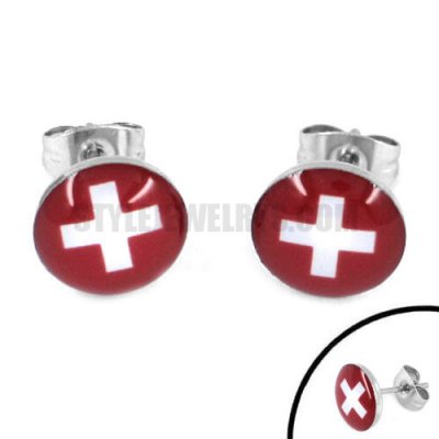Stainless steel earring world cup earring & Switzerland symbol earring SJE370086