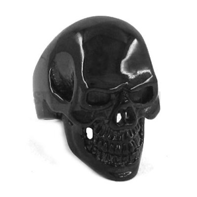 Stainless Steel Gothic Black Skull Ring SWR0264