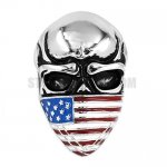 Stainless Steel Mens Ring Infidel Skull Biker Ring Biker Classic Gothic United States Flag Skull Ring SWR0663