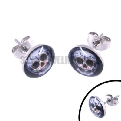 Stainless steel jewelry skull earring SJE370043
