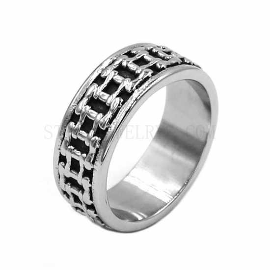 Biker Bicycle Chain Stainless Steel Man's Motorcycle Ring Biker Ring SWR0777 - Click Image to Close
