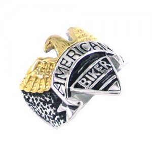 Stainless steel jewelry ring gold eagle American Biker ring SJR330022