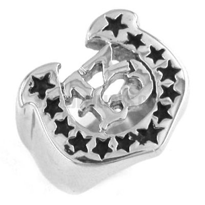 Stainless Steel Ring Star Carved Word 13 Sign Ring SWR0230