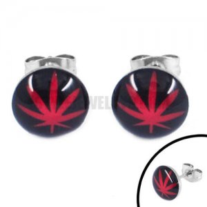 Stainless Steel Marijuana Leaf Earring SJE370131