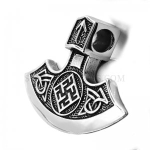 Nordic Viking Pendant Necklace Axe Norse Viking Pendant Stainless Steel Men Rune Jewelry Biker Pendant Wholesale SWP0481