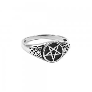 Fashion S925 Sterling Silver Pentacle Ring Viking Norse Pentagram Star Biker Wedding Men Women Ring Finger Ring SWR0948