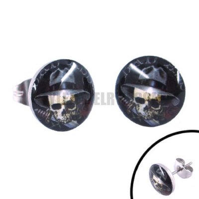 Stainless steel jewelry cowboy skull earring SJE370045