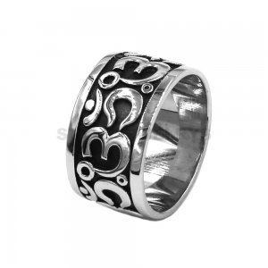 Om Symbol, Buddhism, Zen Art Ring Stainless Steel Jewelry India Om Yoga Motor Biker Men Women Ring Ring SWR1011