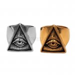 Illuminati Pyramid Eye Ring 316L Stainless Steel Jewelry All Seeing Eye Biker Hip Hop Ring Wholesale SWR0826