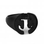 Black Hollow Anchor Ring Stainless Steel Jewelry Biker Ring Wholesale SWR0814
