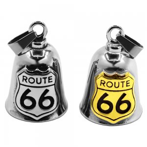 America Route 66 Bell Pendant Necklace Stainless Steel Historic Mother Road USA Highway Charm Jewelry Biker Bell Christmas Gift SWP0661