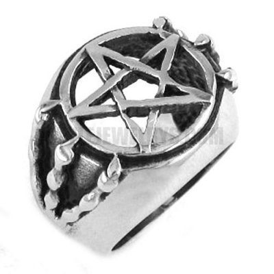 Stainless Steel Ring, Vintage Gothic Pentagram Ring SWR0218