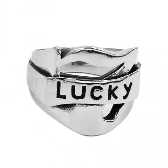 Lucky 7 Biker Ring Stainless Steel Fashion Ring Band Ring SWR0813 - Click Image to Close